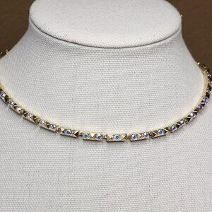 Kendra Scott Irit Choker Necklace Adjustable Gold Platted Iridescent Crystals